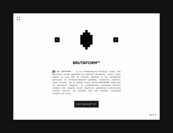 BRUTAFORM™ — Новий AI-генератор SVG логотипів та ідентичності з бруталістичним відтінком Основне зображення