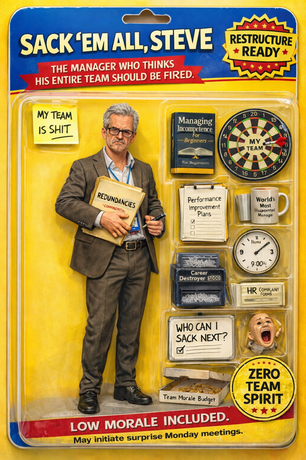 Toxic office manager action figure Sack Em All Steve