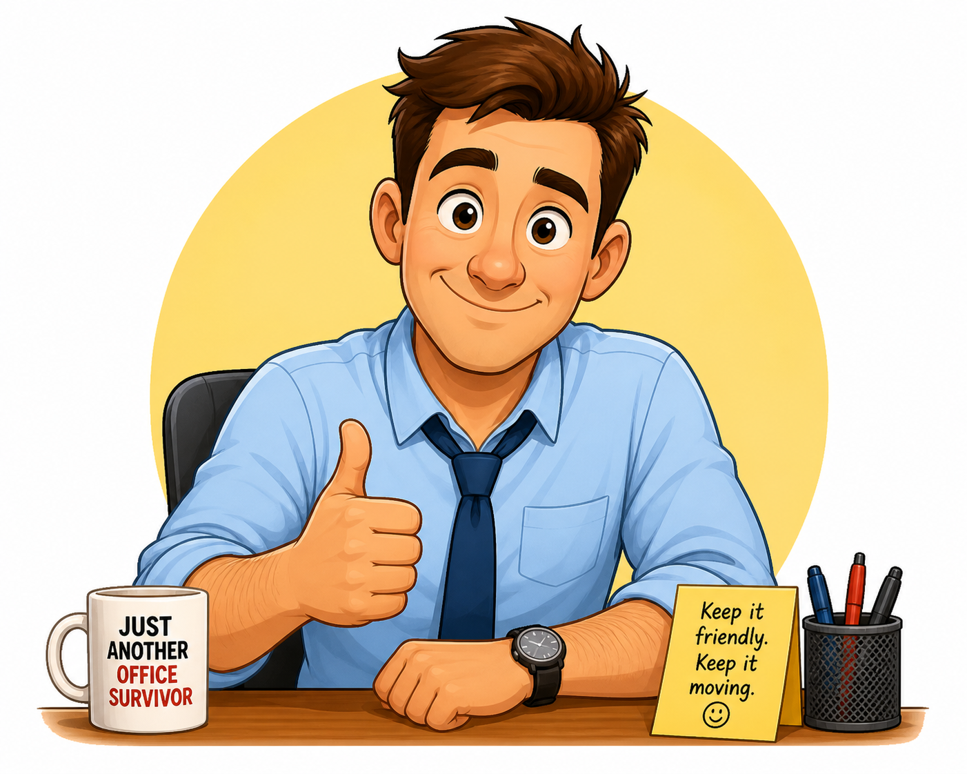Office worker illustration giving advice