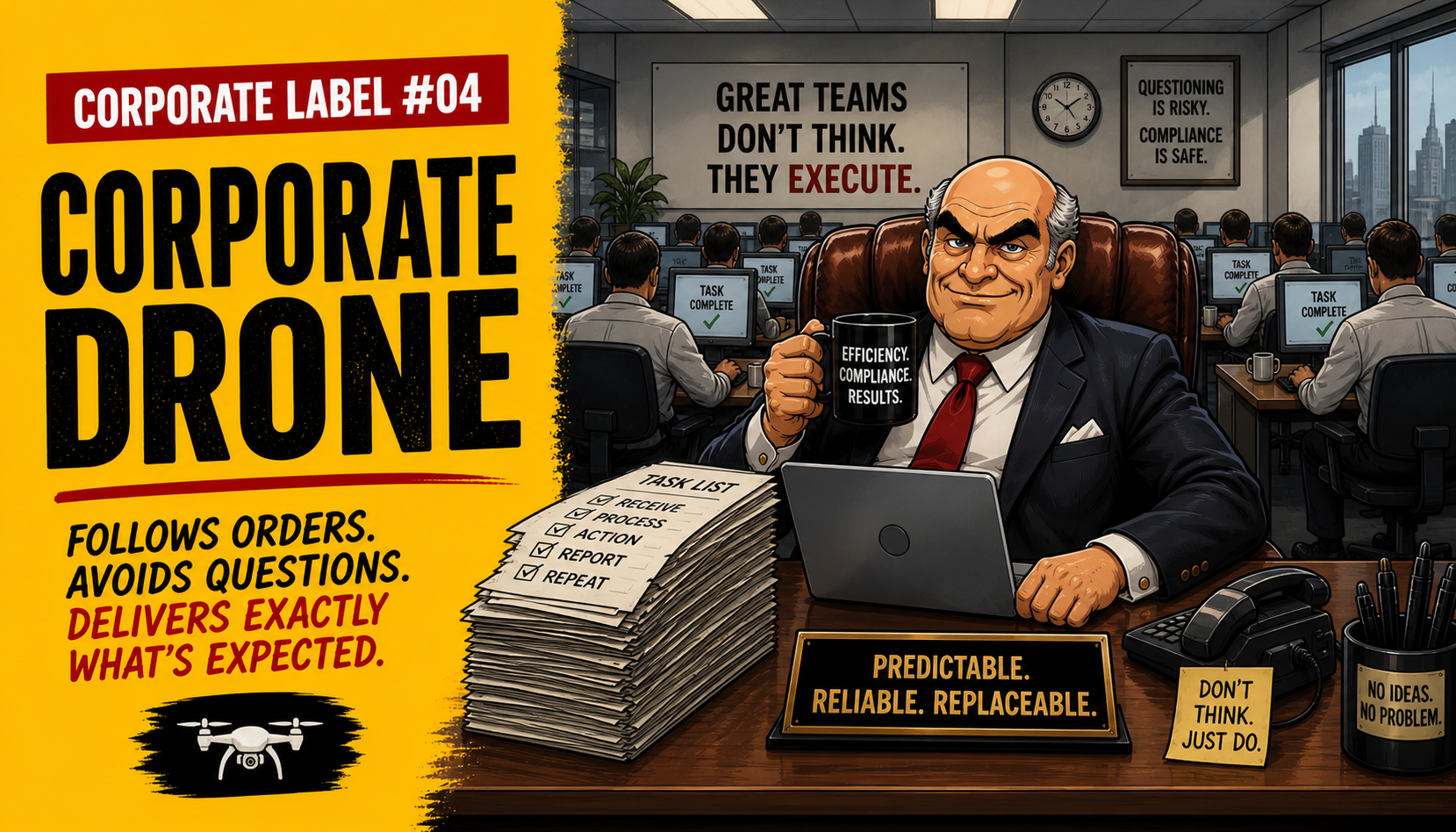 Corporate Label #04: Corporate Drone (Meaning, Signs & Workplace Reality)