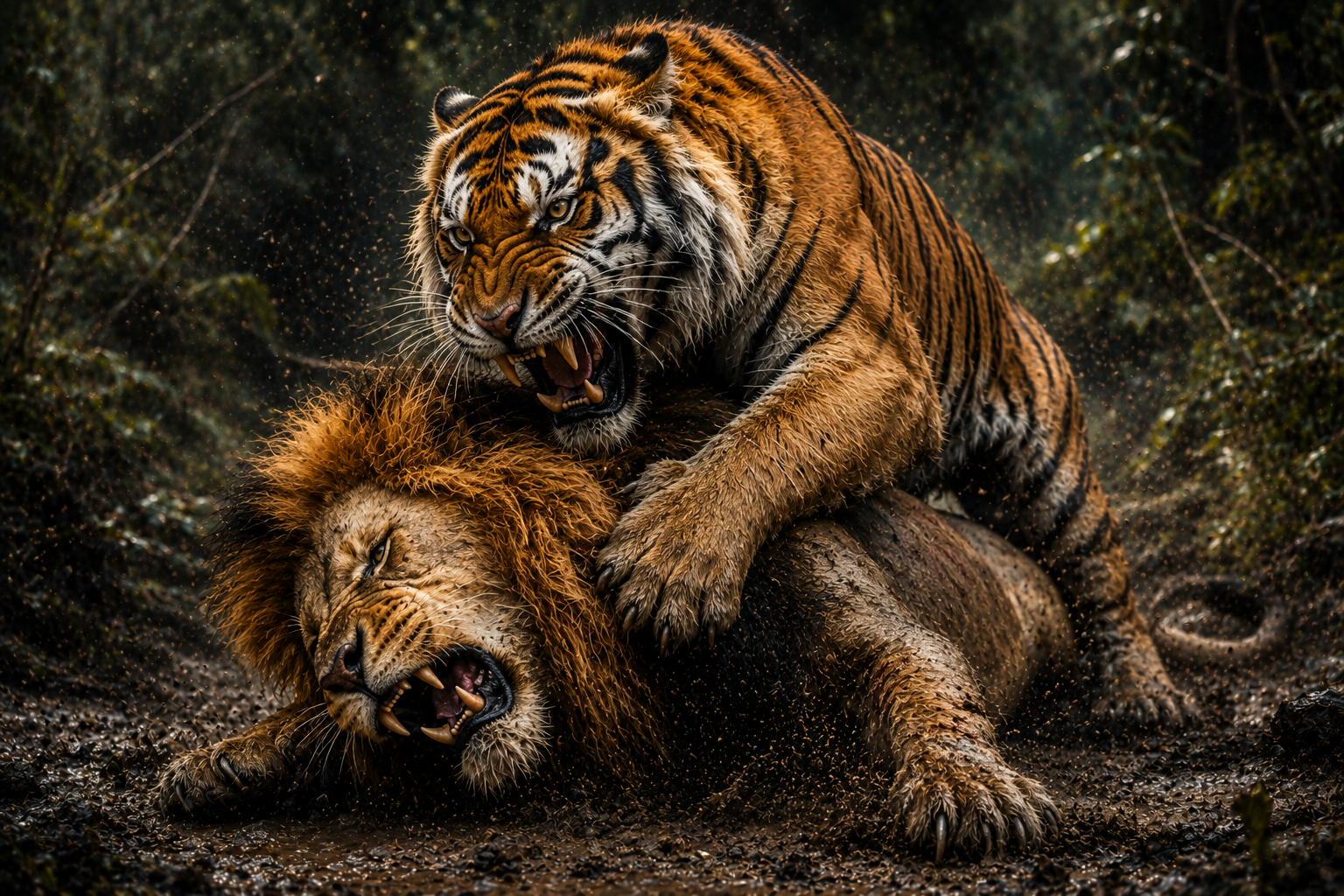Tiger gains the upper hand over the lion