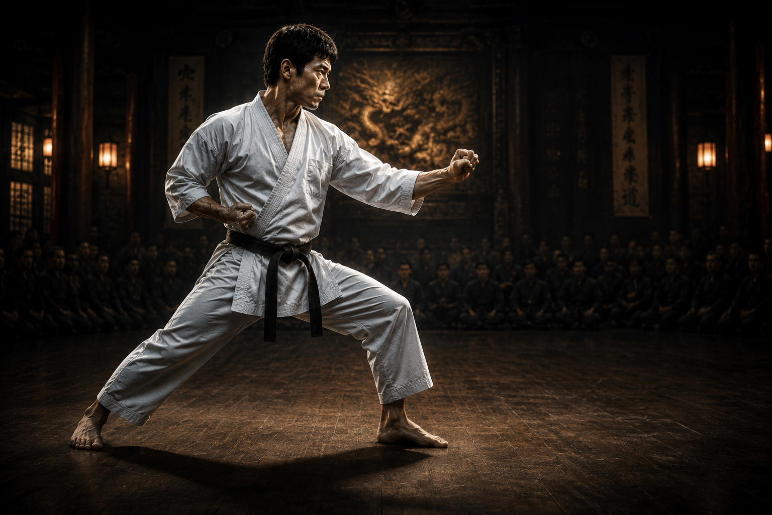 Karate Champion standing in a fighting stance