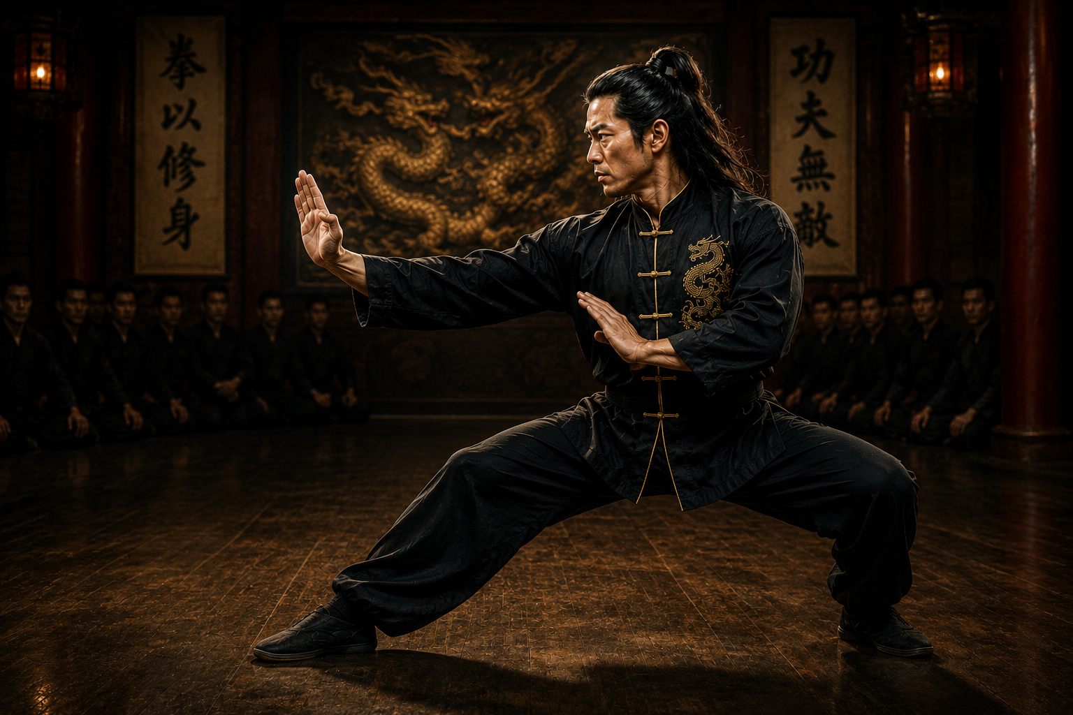 Kung Fu Master in traditional fighting stance