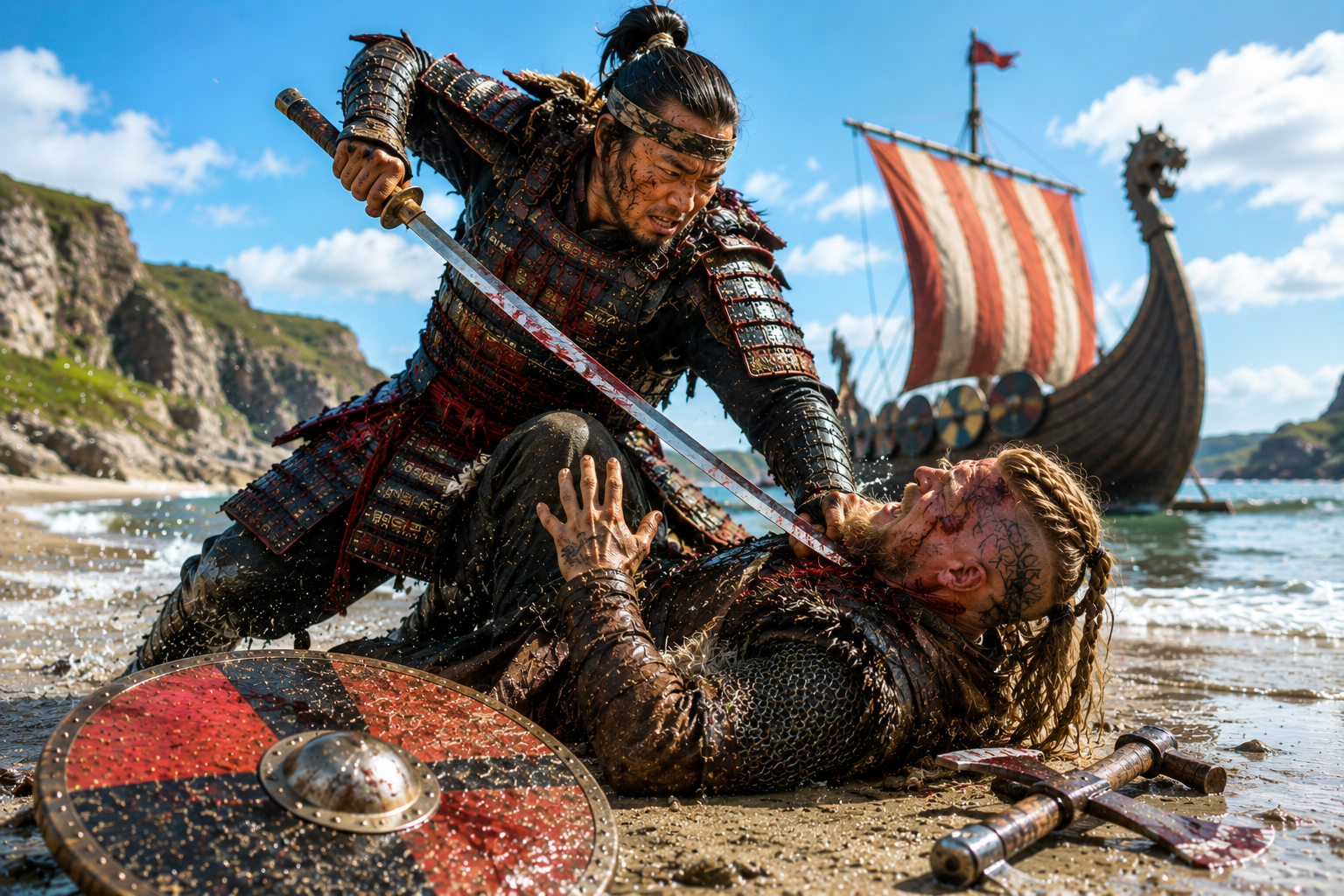Samurai vs Viking Battle Simulation