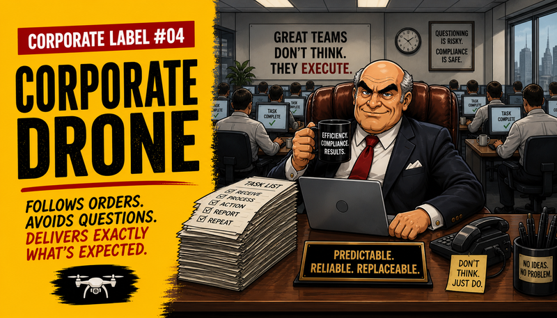 Corporate Label #04: Corporate Drone (Meaning, Signs & Workplace Reality) post image