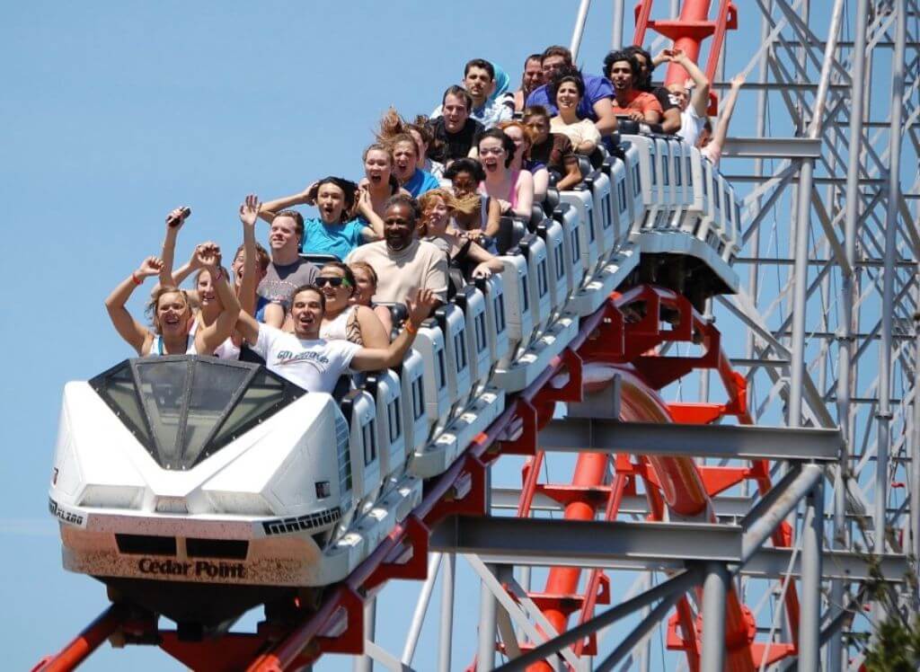 Roller Coaster heading down hill