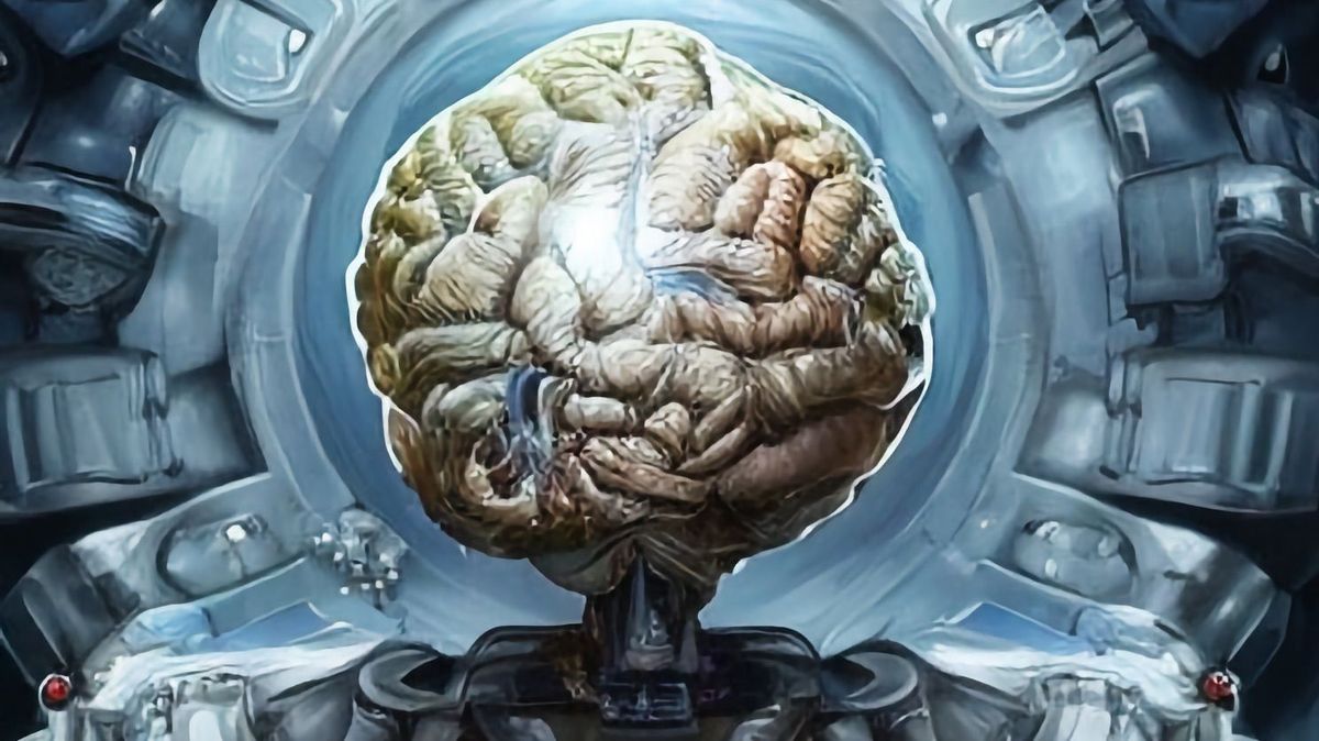 a cyborg with intellectual laziness as imagined by AI