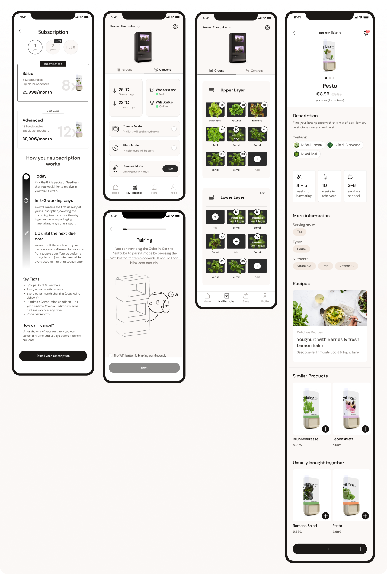 Ergebnisse der entwickelten Tracking App auf Bildschirmen