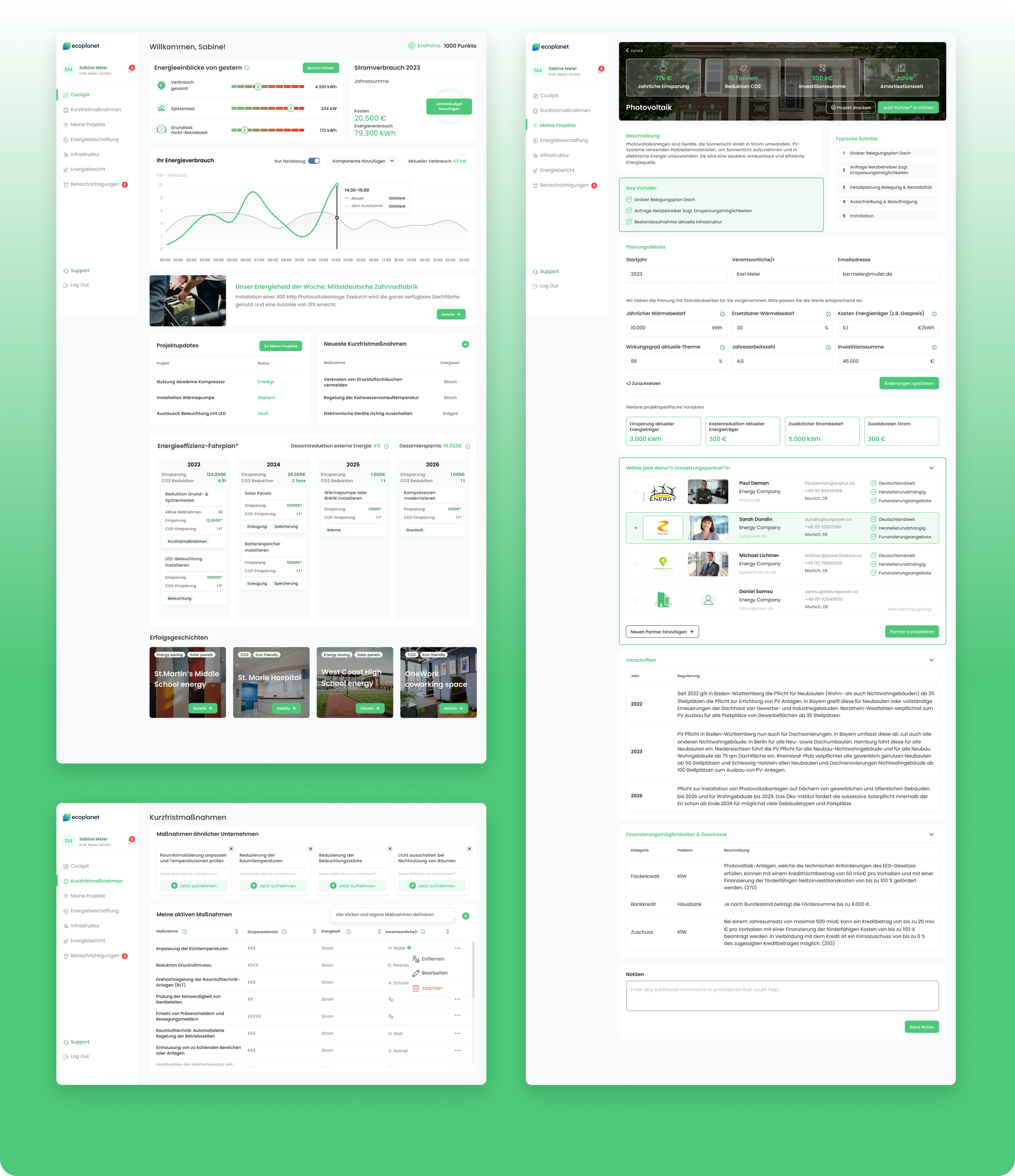 Bildschirmaufnahme der finalen Web App von MVSTs Lösung mit ecoplanet.