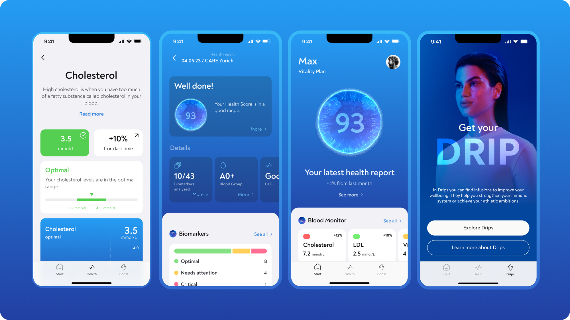 Mobile Bildschirmaufnahemn der entwickelten CARE App