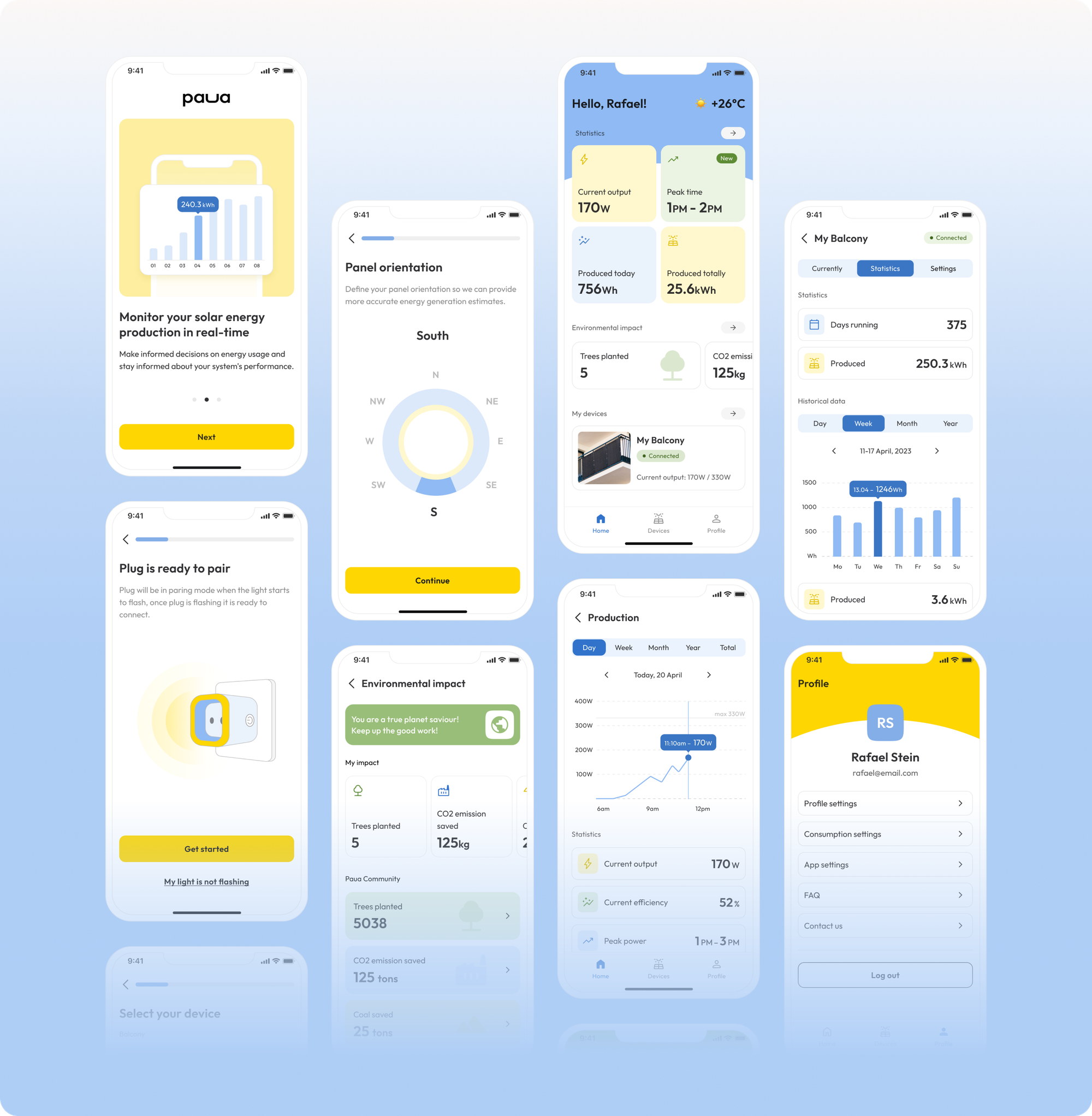 Screens der Paua Tracking App