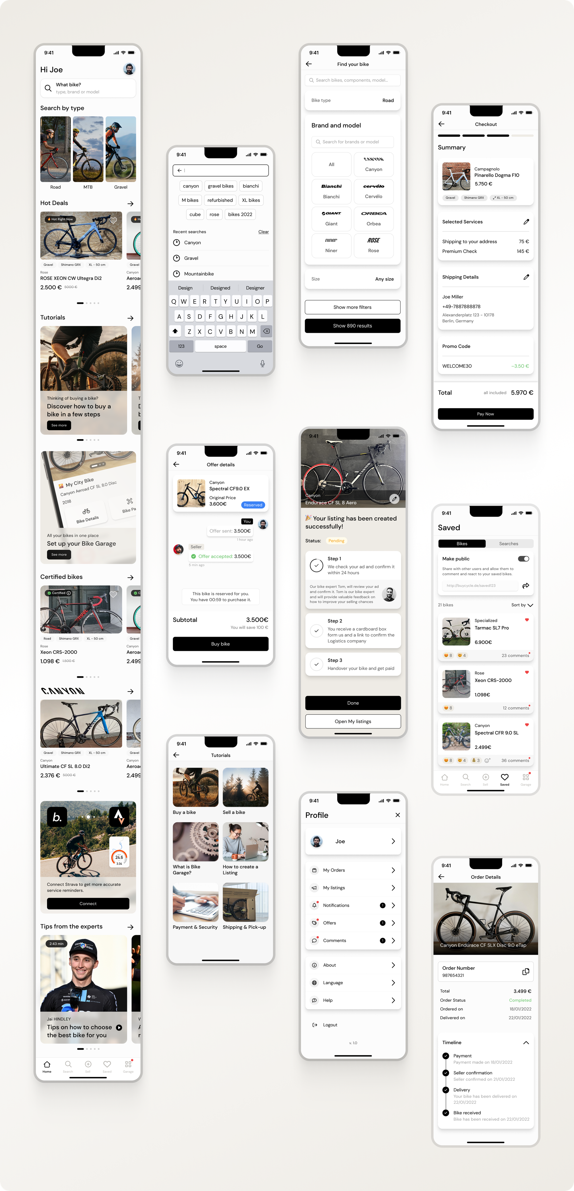 Ergebnisse der Mobile App von buycycle, die mit MVST entwickelt wurde.