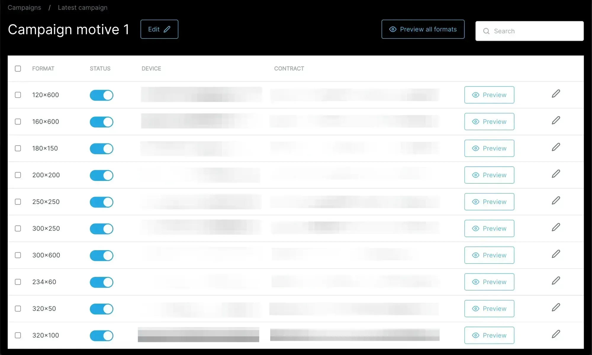 Kampagnen Manager Tool Bildschirm