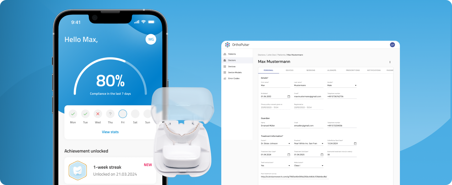 Patient Mobile App connected to the device & Backoffice Web App