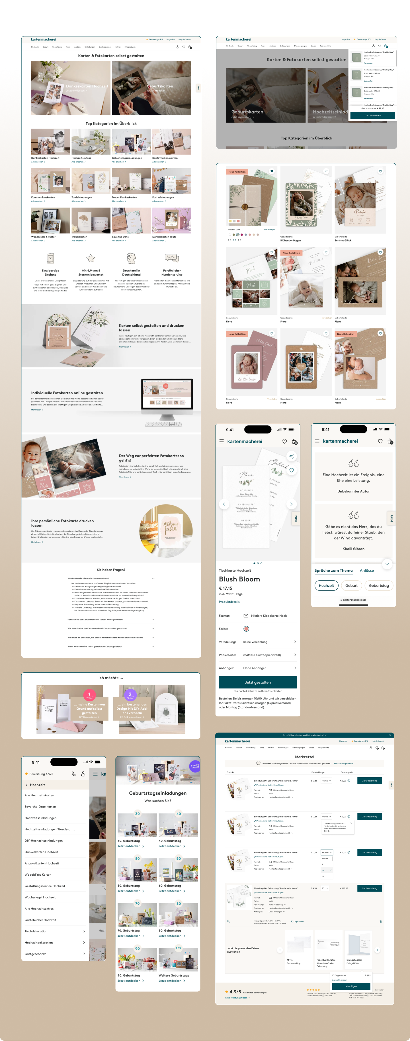 Ansichten der überarbeiteten Benutzeroberfläche mit neuem visuellen Look, optimierten Layouts und konsistenter Gestaltung.