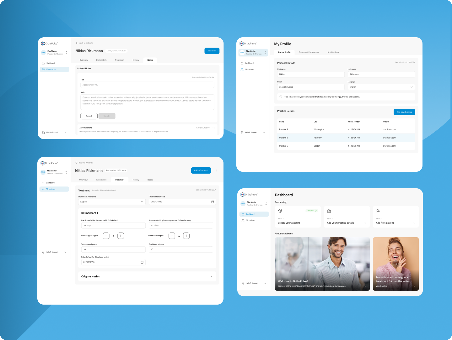 The Doctor Portal Web App Screens