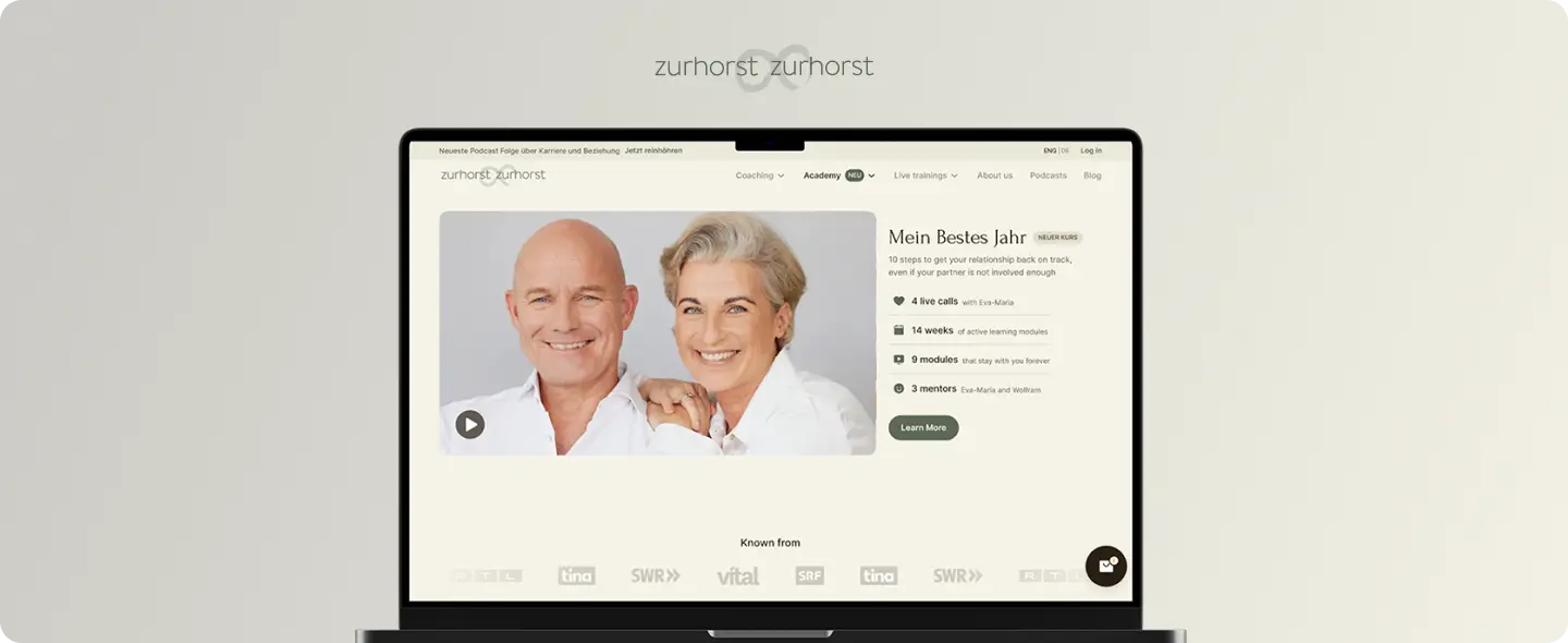 Website von Zurhorst&Zurhorst auf einem Laptop