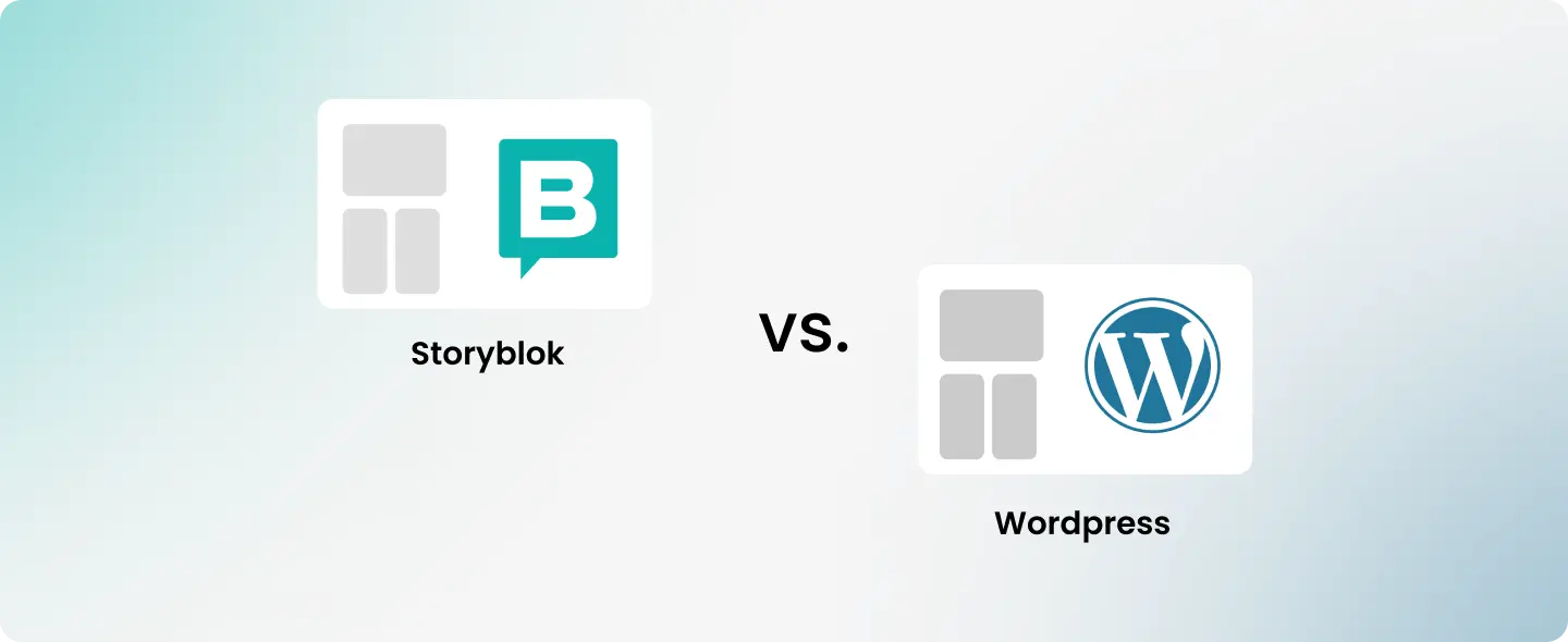 Storyblok vs WordPress Header mit Logos von Storyblok und Wordpress