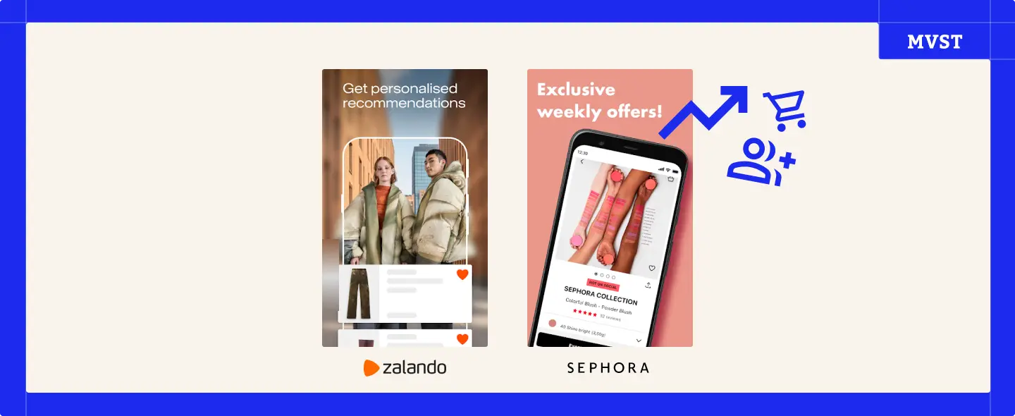 Aufnahmen aus den Zalando / Sephora Shopping-Apps