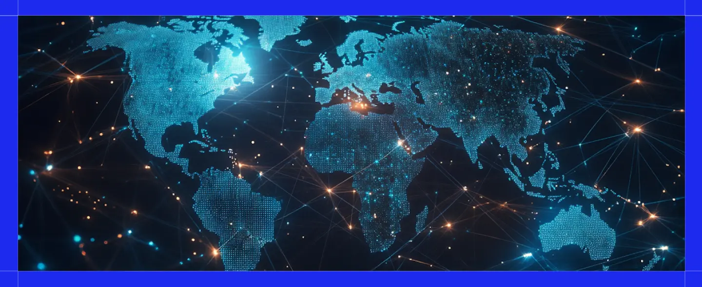 Map of the world with connecting dots speed of light