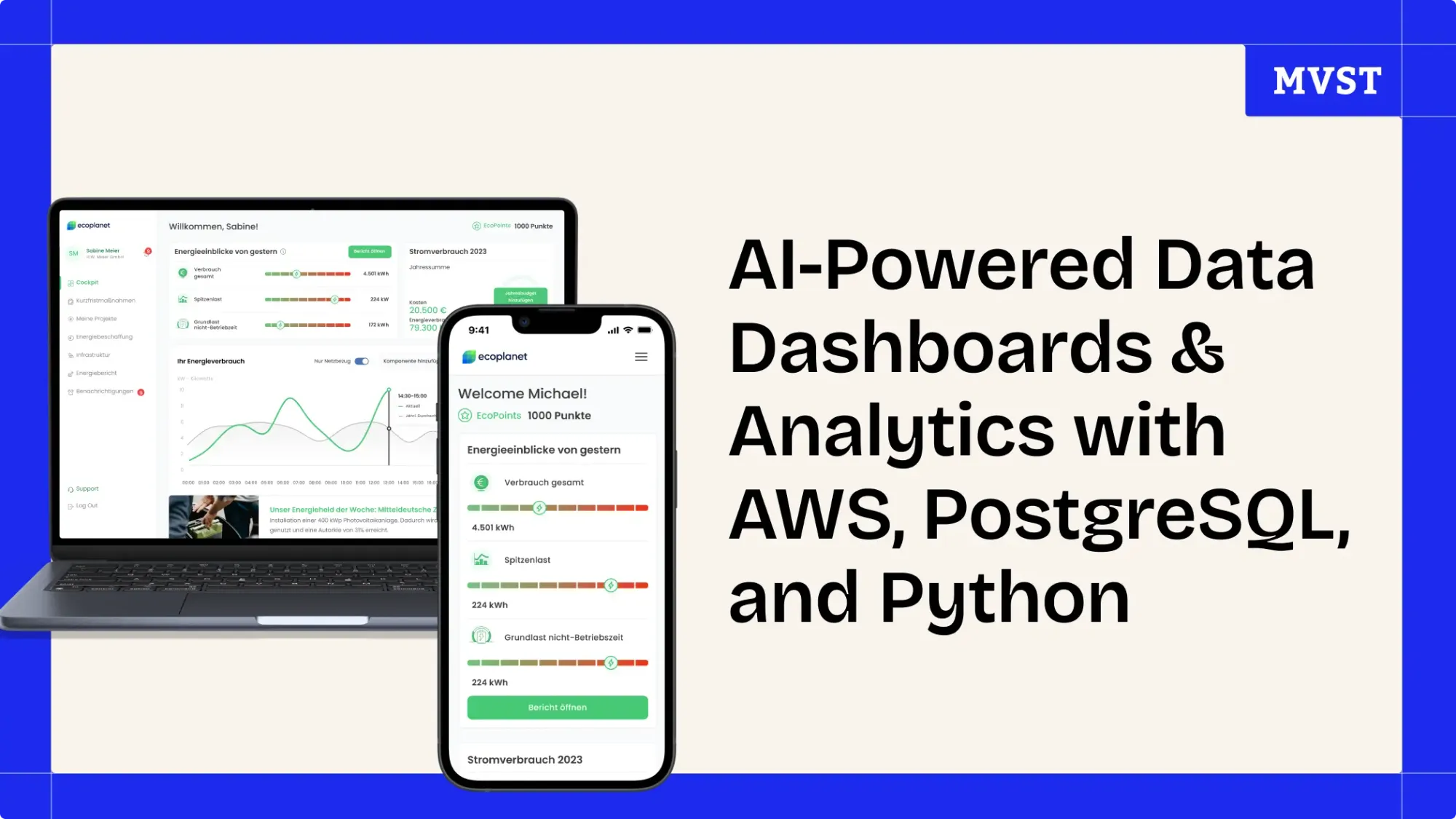 screens of ecoplanet app on web and mobile with ai powered data dashboards