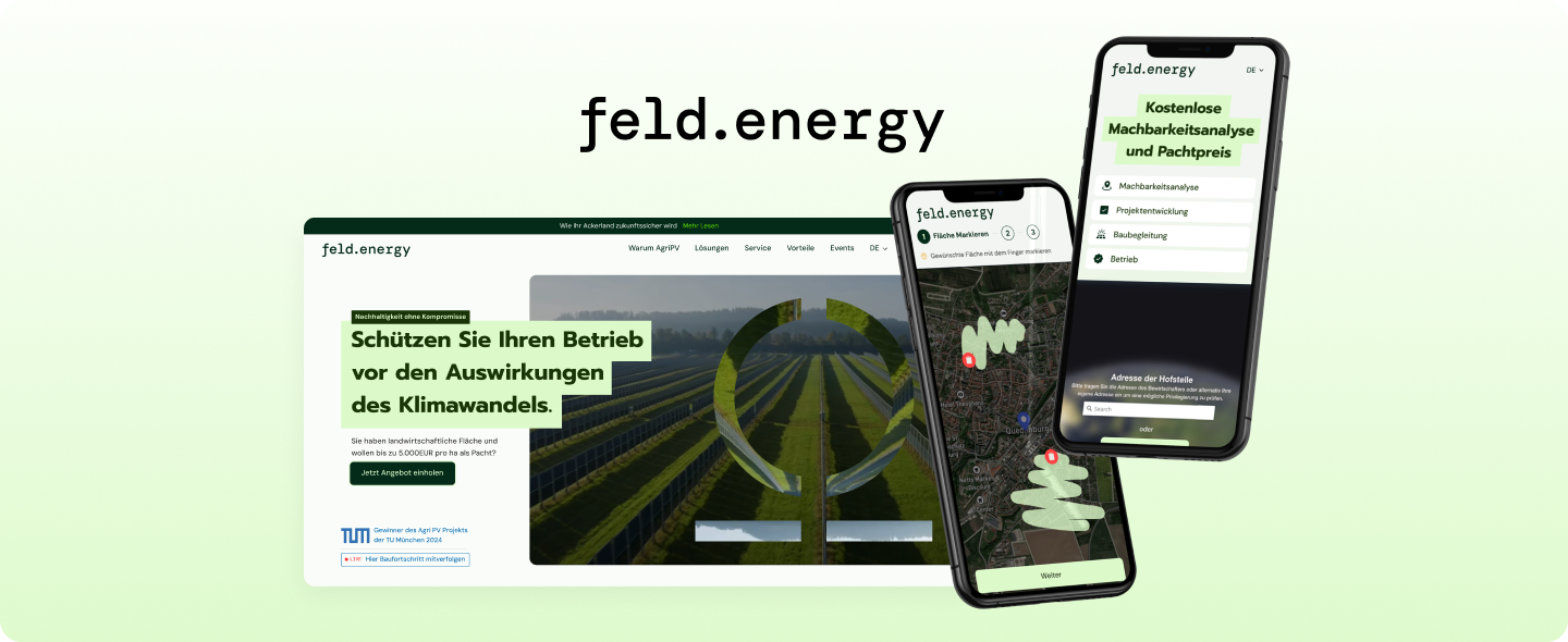 feld.energy screens of web and mobile