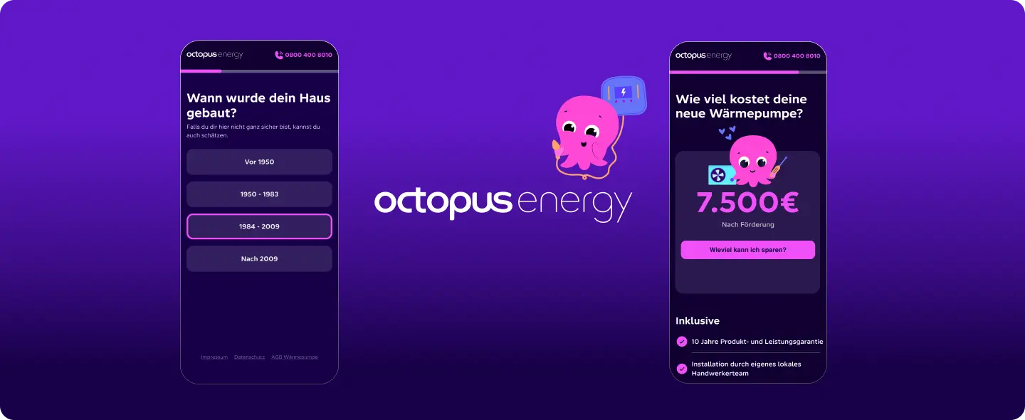 Bildschirmaufnahmen der Octopus Energie Mobile App 