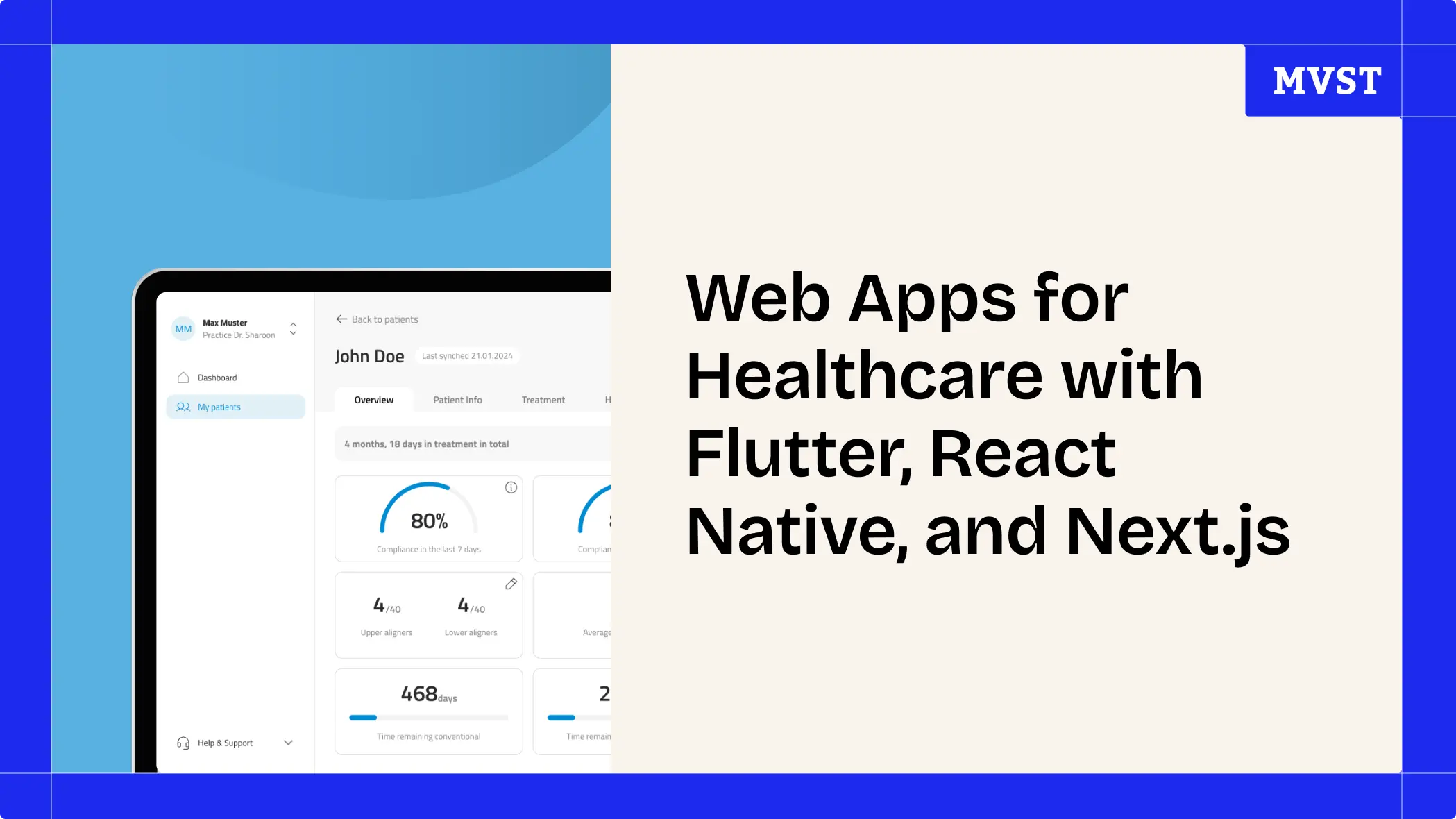 Web Apps for Healthcare with Flutter, React Native, and Next.js showing the web app from OrthoPulse