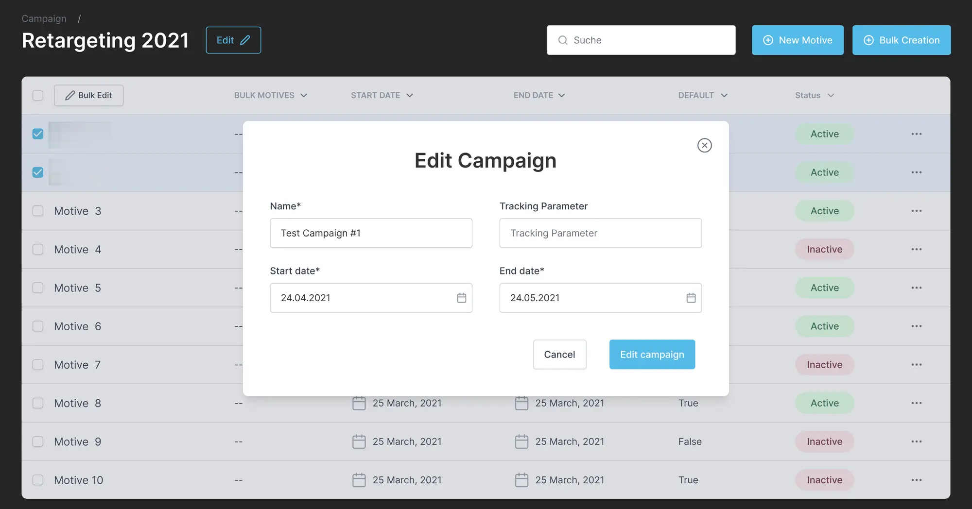 web app developed with Add2 for ad campaigns management