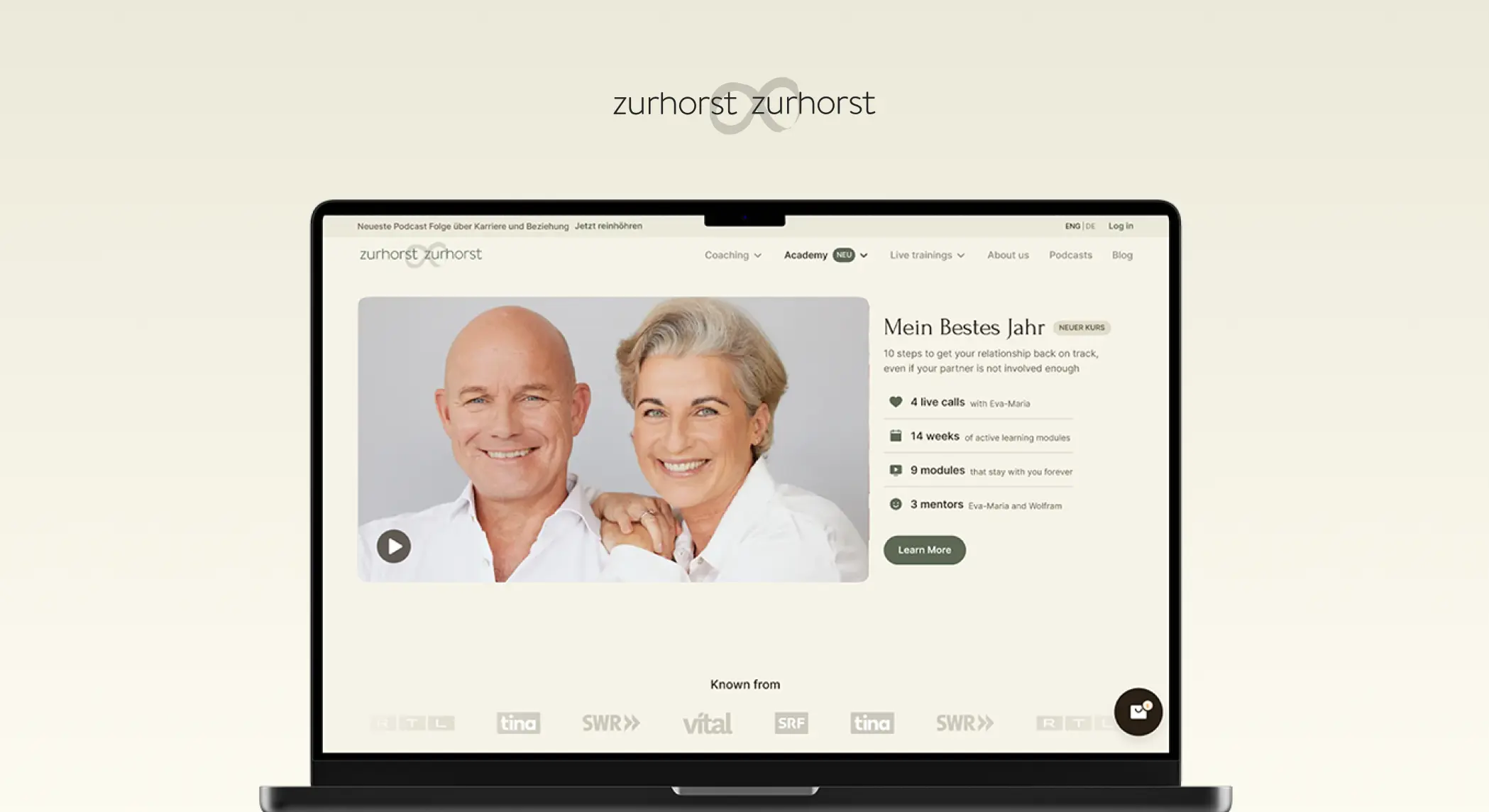 Desktop Screen showing the website of Zurhorst & Zurhorst