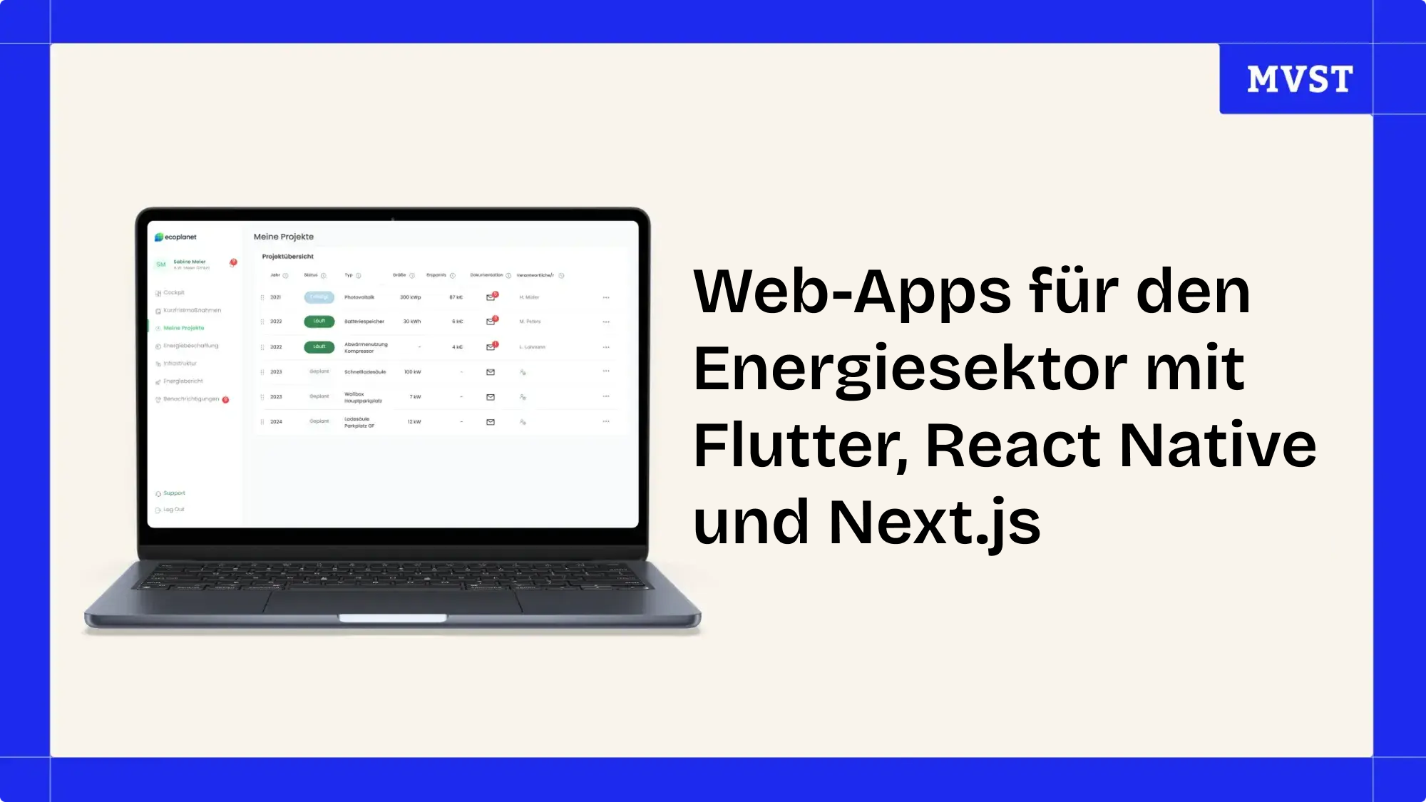 Header Web-Apps für den Energiesektor mit Flutter, React Native und Next.js