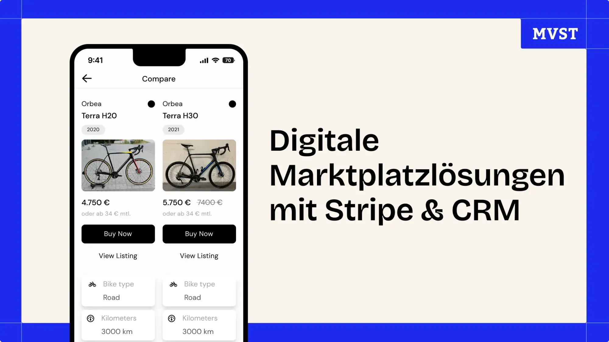 Header für digitale Marktplatzlösungen mit Stripe & CRM