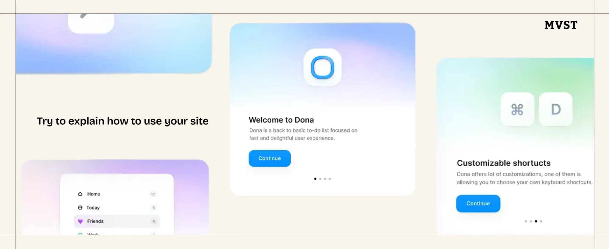 Try to explain how to use your site. Screens of a flow that shows how the tool can be used