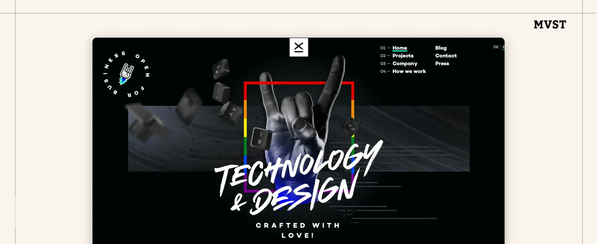 9 Elements' website hero section