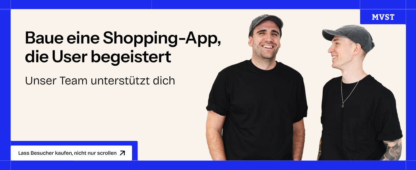 Banner "Baue eine Shopping-App, die User begeistert"