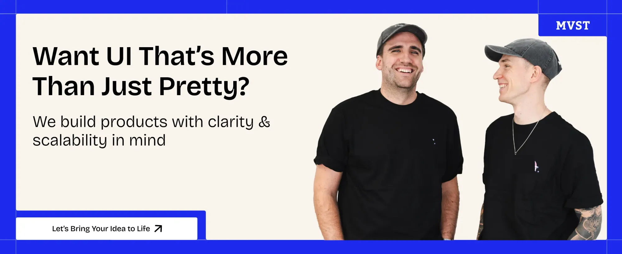 Want UI that's more than just pretty? We build products with clarity & scalibility in mind - Let's bring your ideas to life. Image of the founders Niklas Rickmann and Philipp Klaus