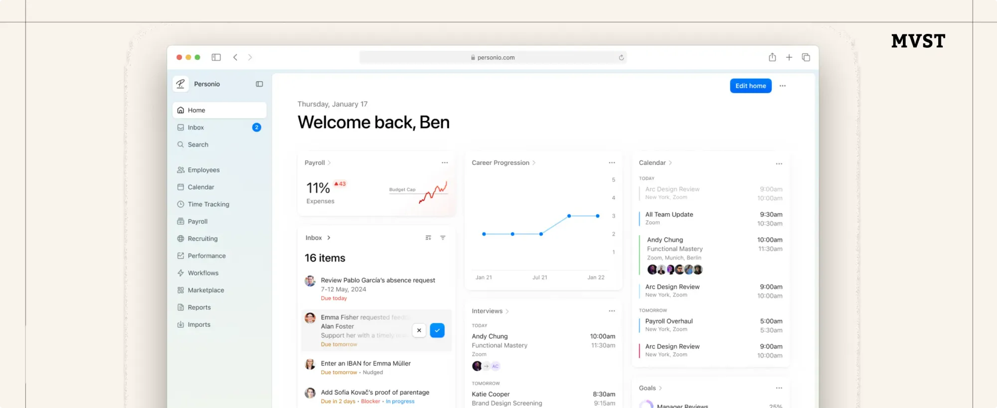 Personio's adaptive dashboard to suit needs of every user and make it custom