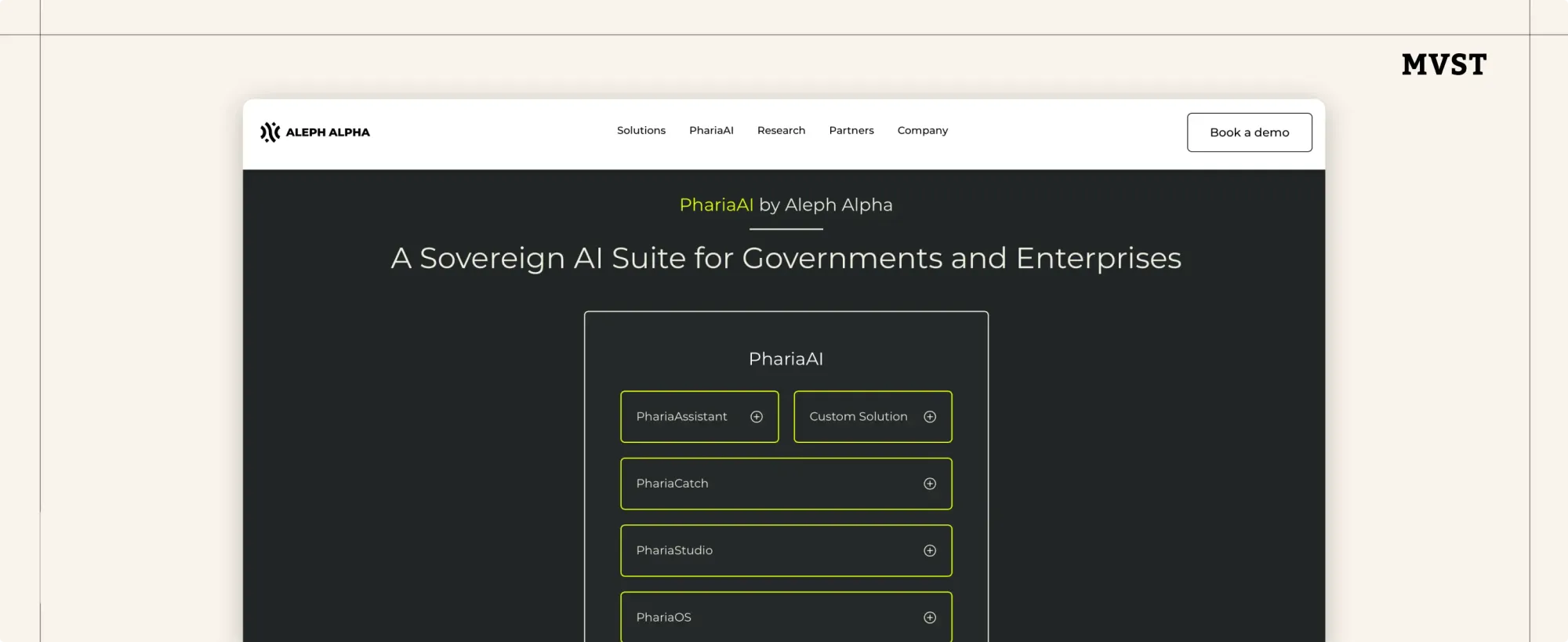 ALEPH ALPHA's website hero section