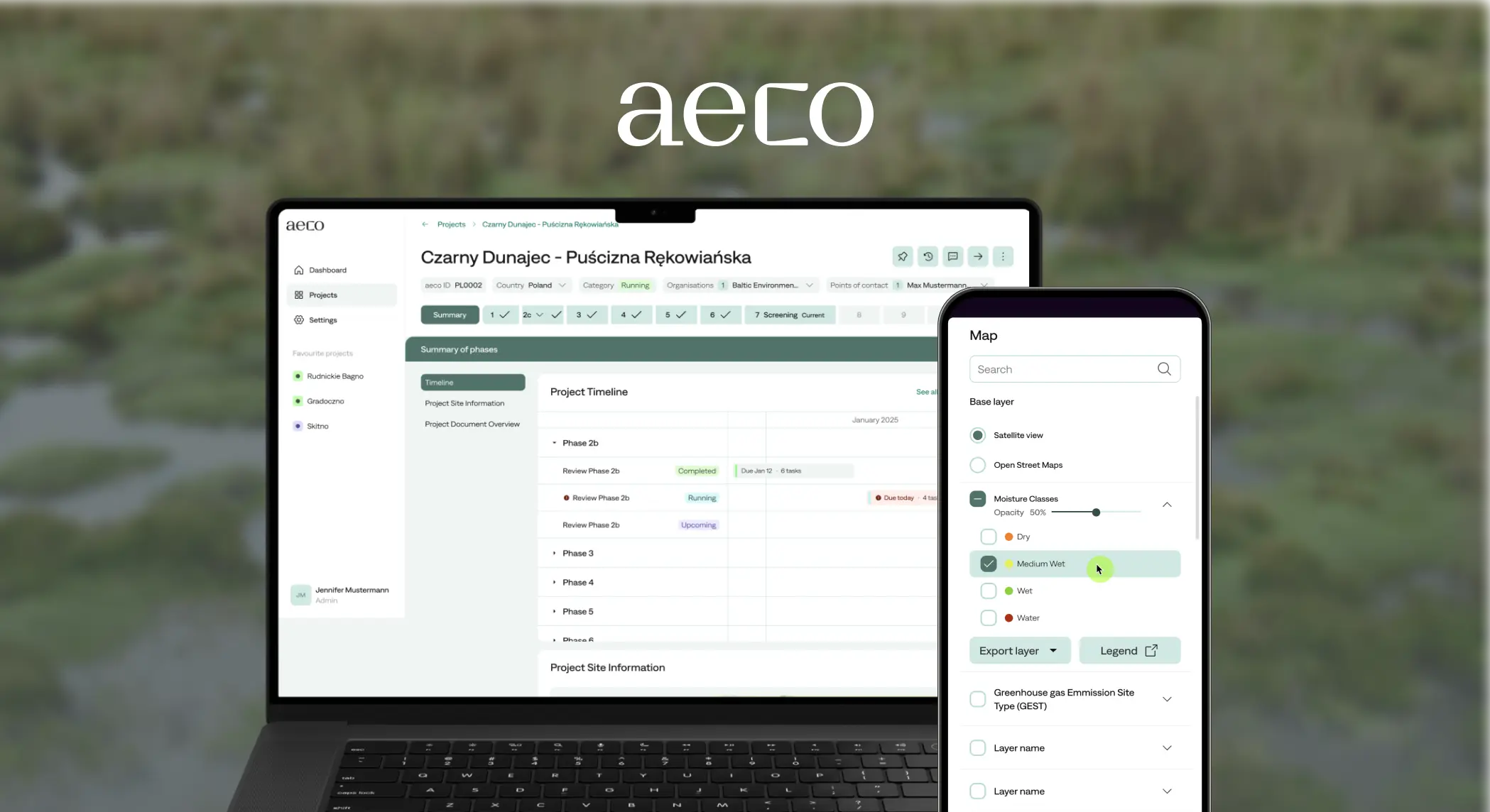 Aeco x MVST – Willkommensscreen der Aeco-Web-App