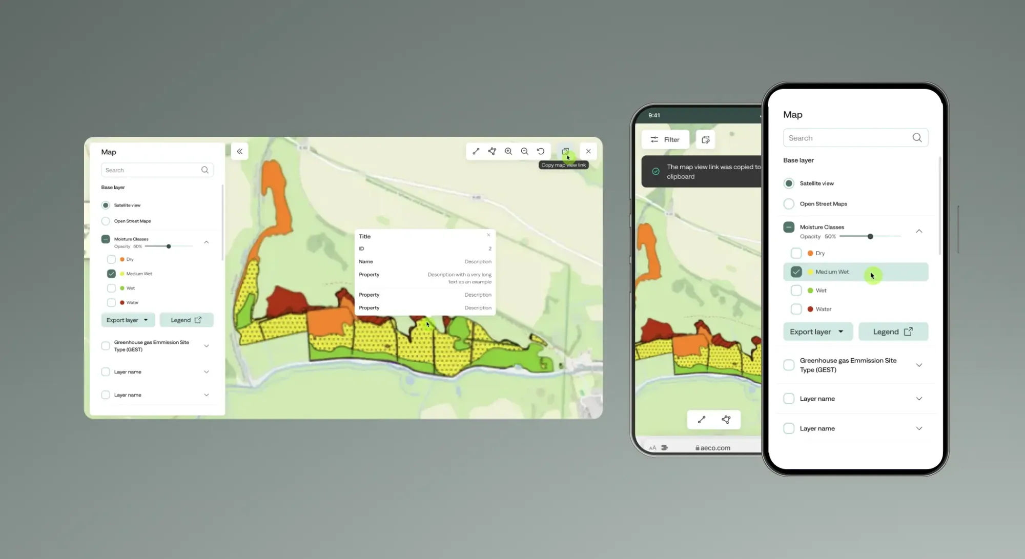 Zwei Screens mit verschiedenen Projektphasen der Aeco-App