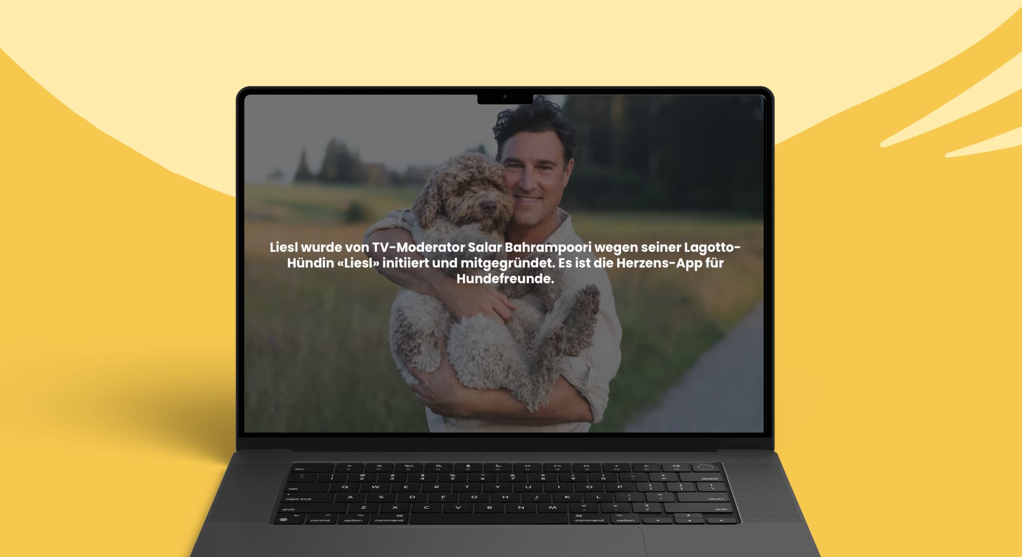 a client testimonial happy that they can trust a dog sitter, and the mobile screen showing the app on the right