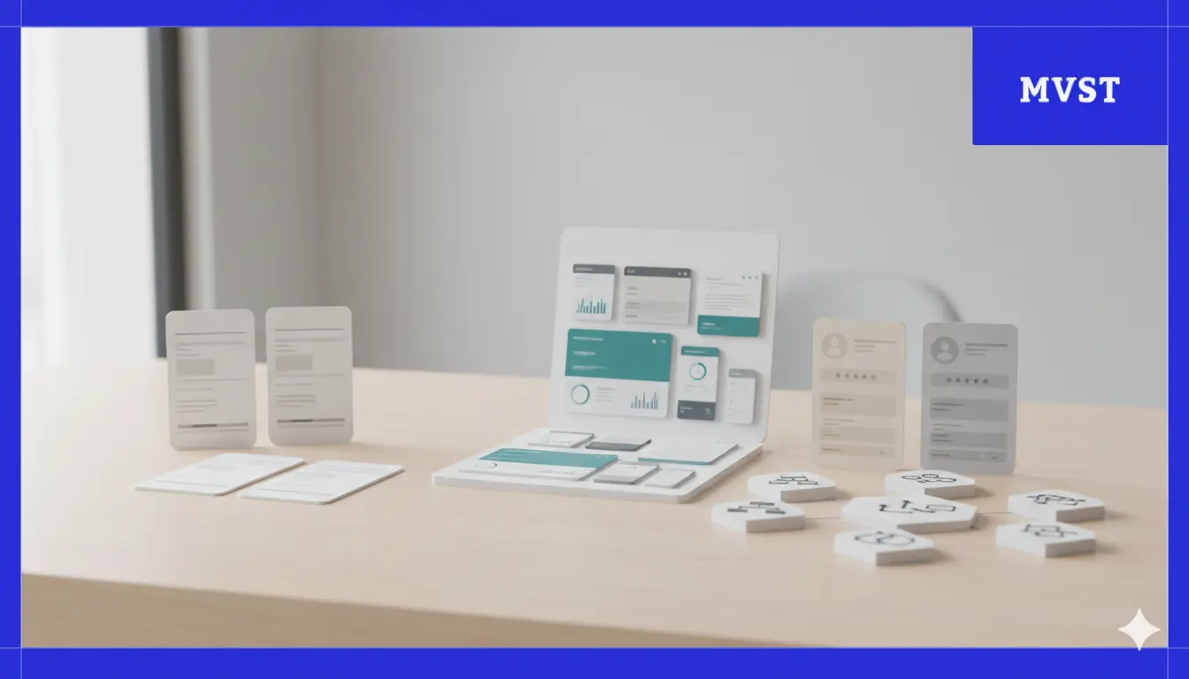 Modular blocks arranged on a desk to visualize different digital business models.