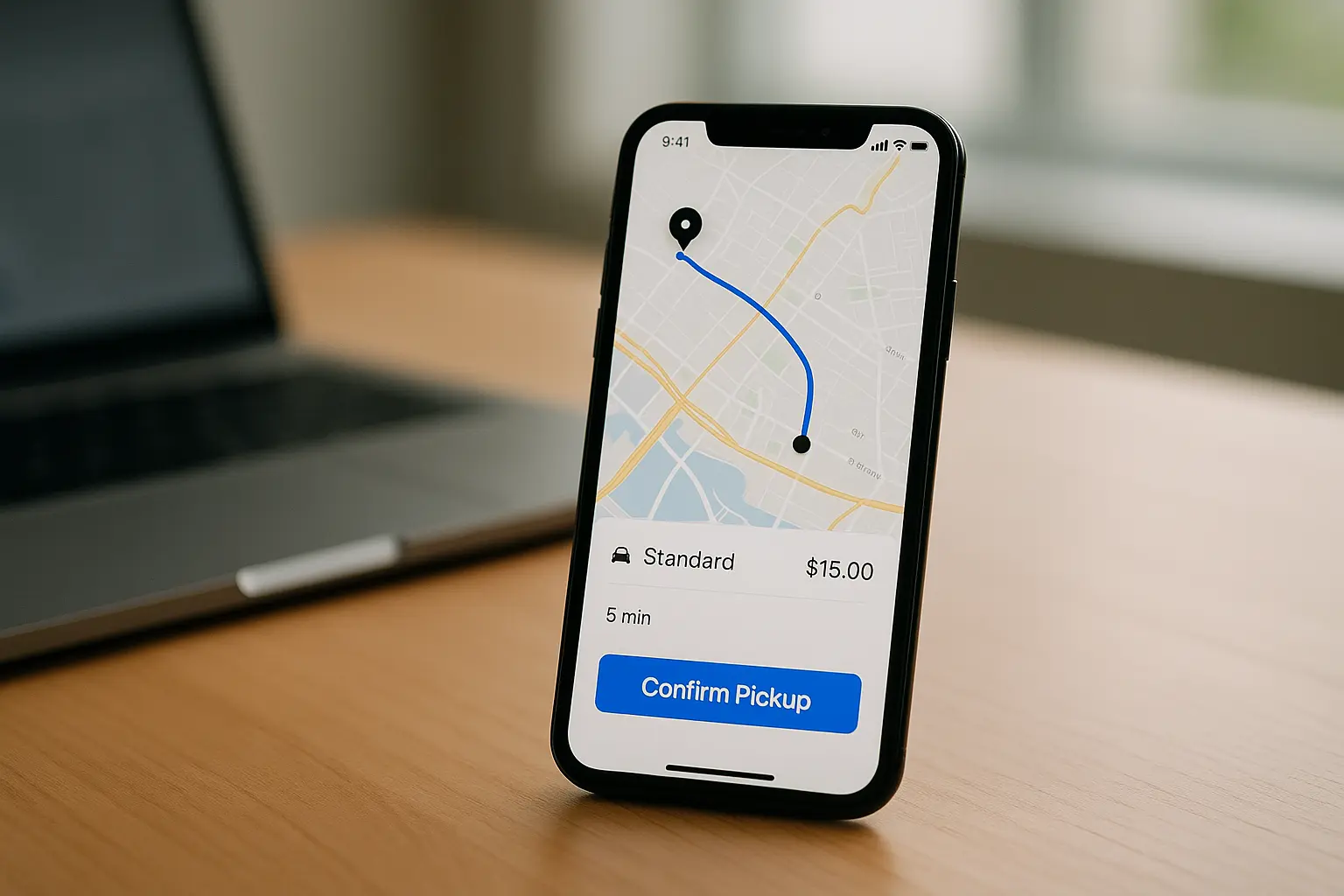 mobile screen with transportation application