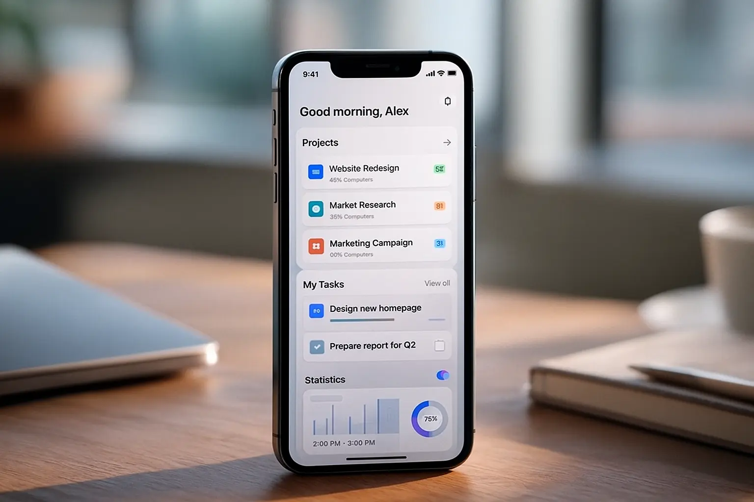 mobile screen with mobile app for marketing