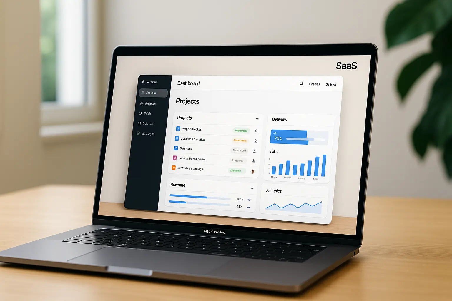 laptop with Saas product on the screen