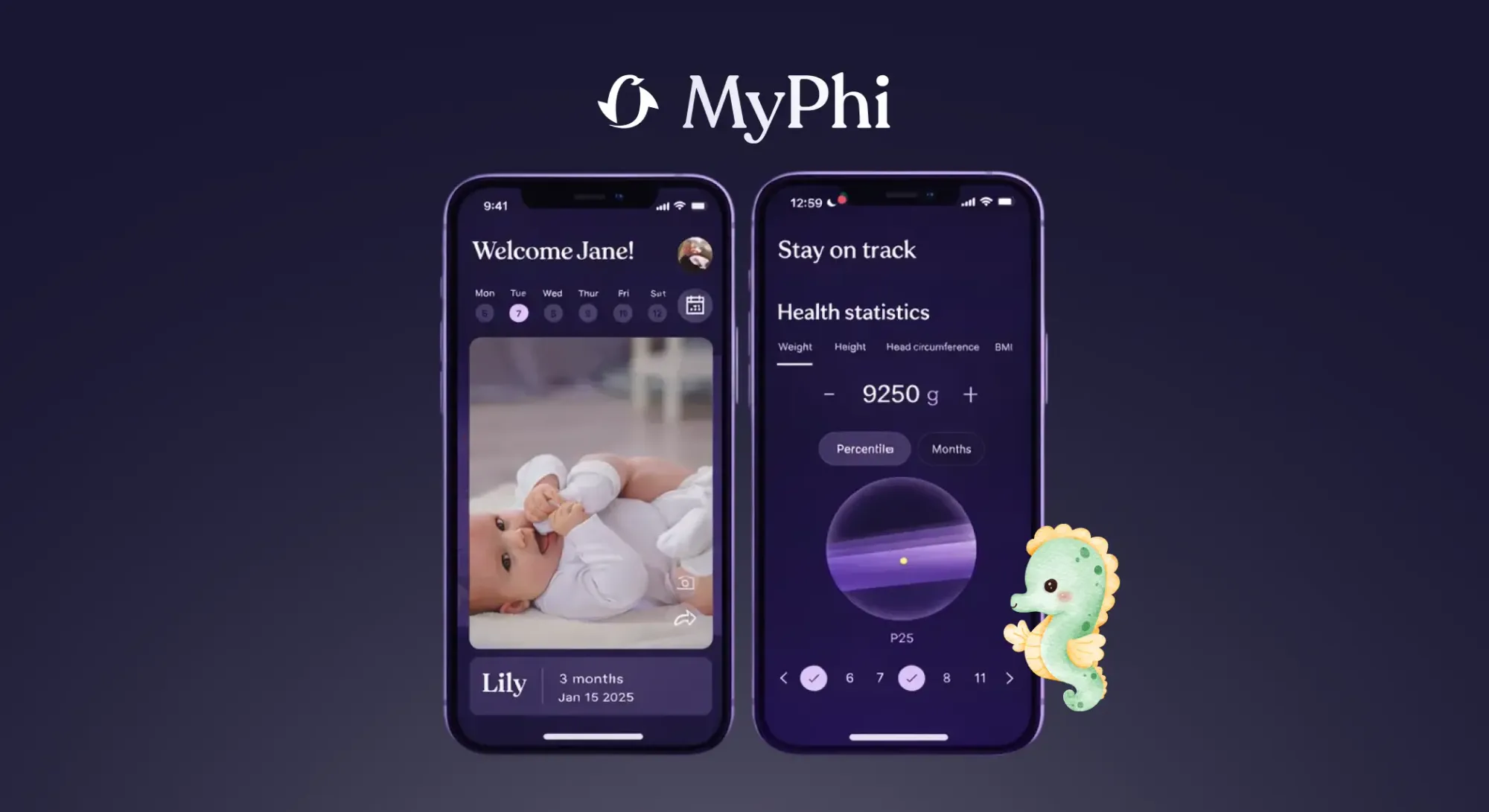 screens showing the app of MyPhi