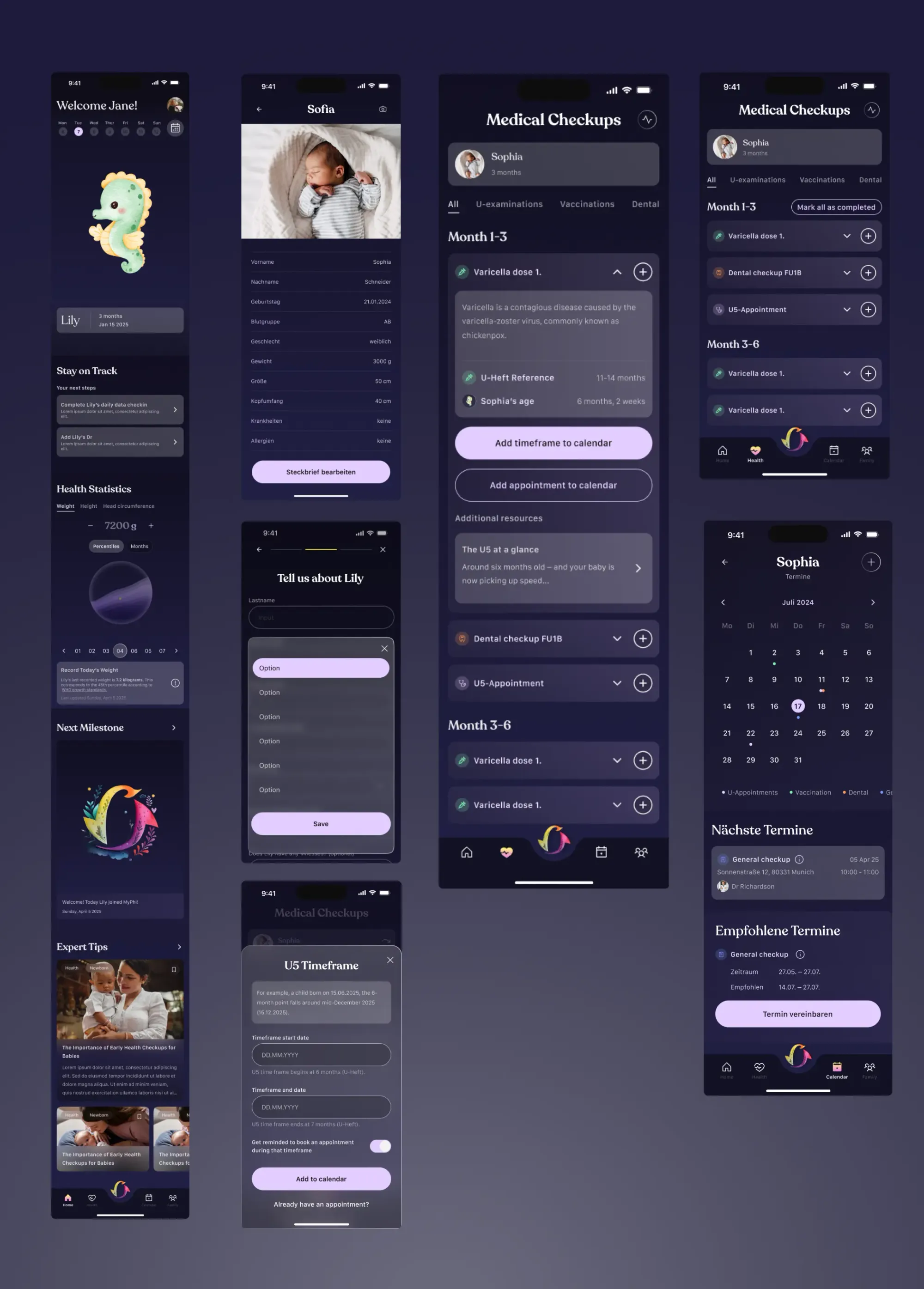 Final results mobile screens of the MyPhi App