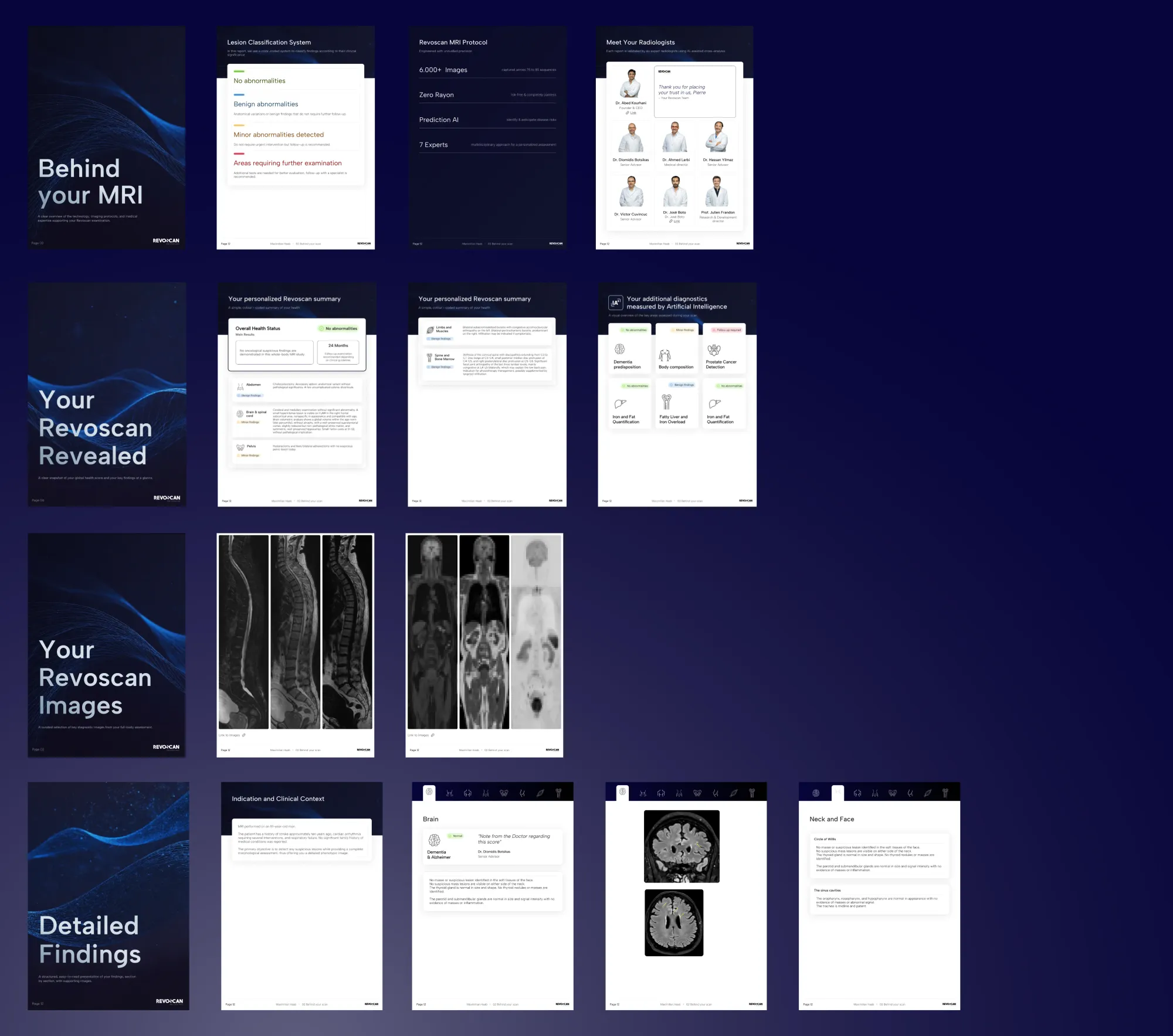 screens from the PDF report of revoscan