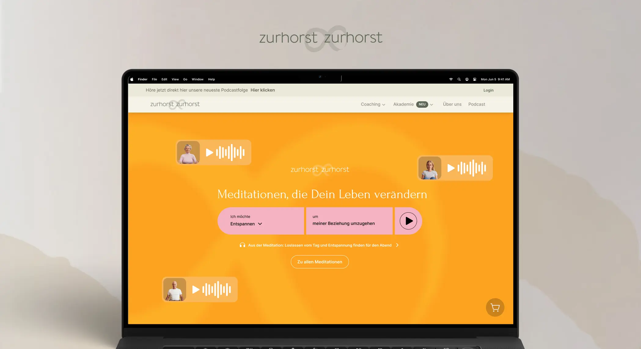 Screen of the hero section of the Zurhorst Meditation Shop
