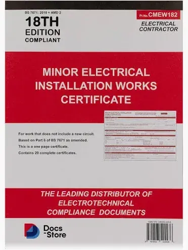 UK property compliance documentation, Electrical Minor Works Certificates: When You Need One and What It Must Contain.